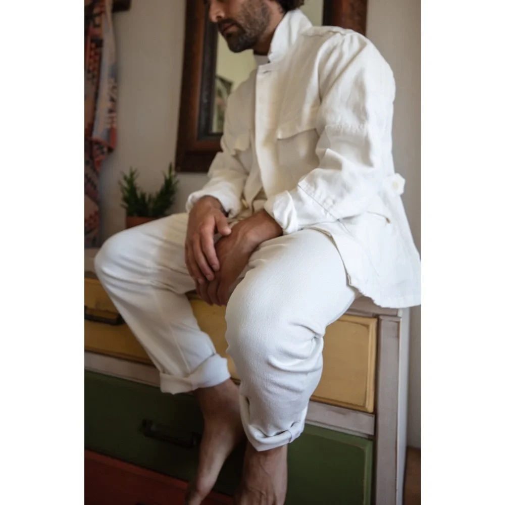 Lykos Cream Natural Cotton Hemp Casual Art In Motion Pants - Medium